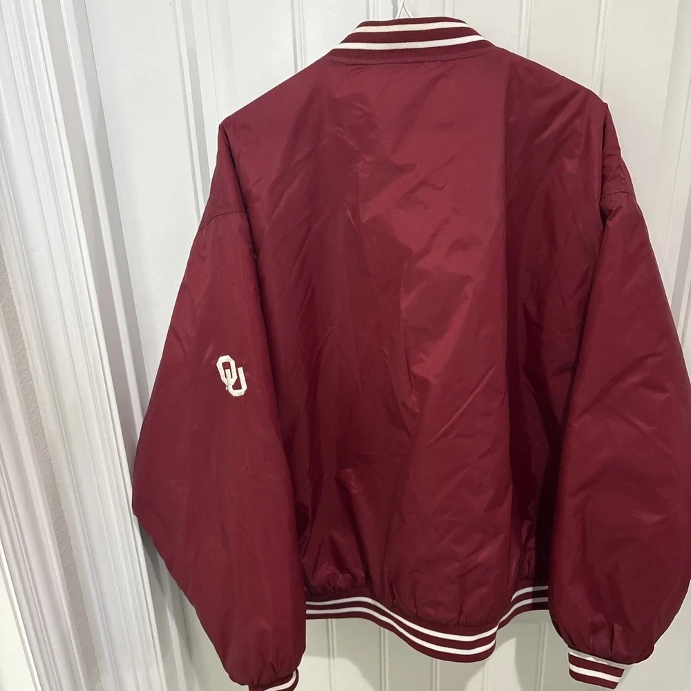 Oklahoma Sooners Vintage Red Oak Bomber Jacket XL Maroon Red Nylon Varsity 4421 - Picture 2 of 13